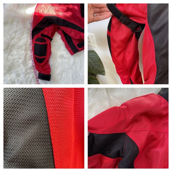 Armored Motorcycle Jacket Men XL Red Black Padded Racing First Gear Protective - Picture 9 of 12